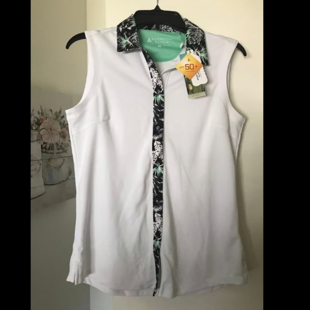 NWT BERMUDA SANDS Upf 50 Golf Top M